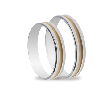 Βέρες Σετ Χρυσές Λευκόχρυσες Λουστράτες και Σαγρέ MASCHIO FEMMINA TMF-23 - themelidisjewels